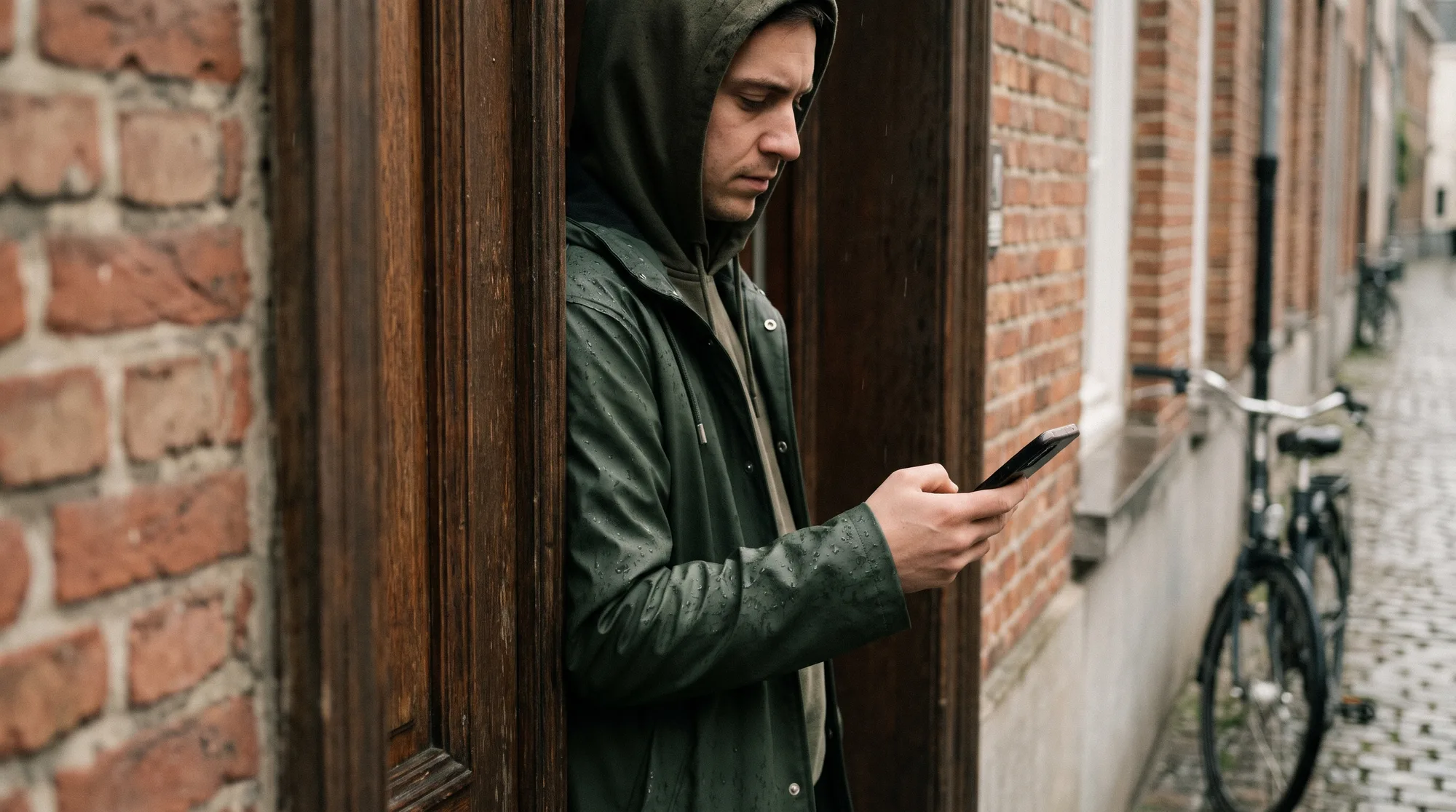 Iemand zoekt op zijn smartphone naar een vakman